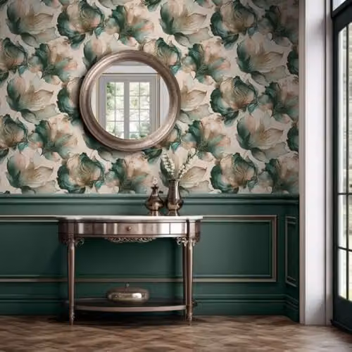 Muriva Elysian Floral Botanical Wallpaper in Coral, Petrol and Multicolour – 2