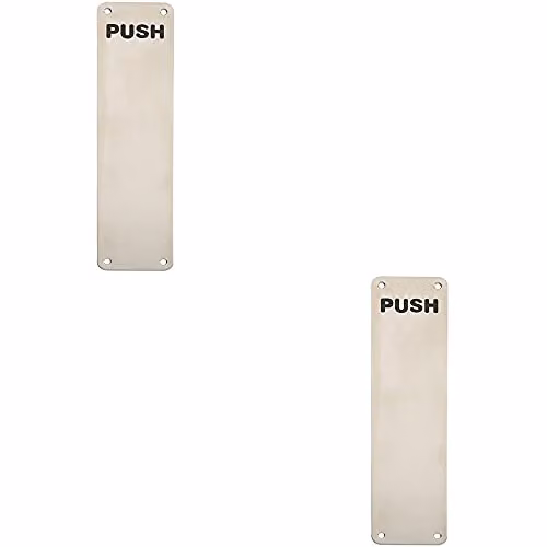 Loops 2 Pack Push Engraved Door Finger Plate in Brushed Silver Stainless Steel, W: 30 cm, H: 7.5 cm