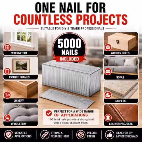 Lumberjack 5000pc 18 Gauge Galvanised Brad Nails, 20mm, Silver – 3