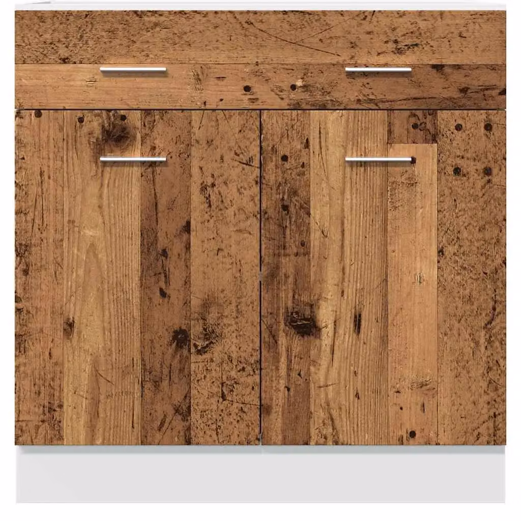 Berkfield Home Lyon Old Wood Drawer Bottom Cabinet in Brown, W: 80 cm, D: 46 cm, H: 81.5 cm – 3