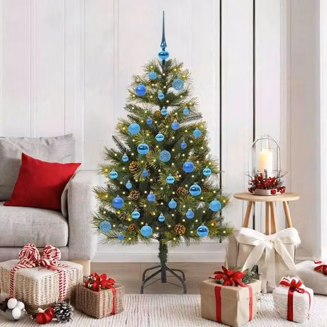 Berkfield Home Artificial Hinged Christmas Tree with Cones, Green, Height: 150 cm – 1
