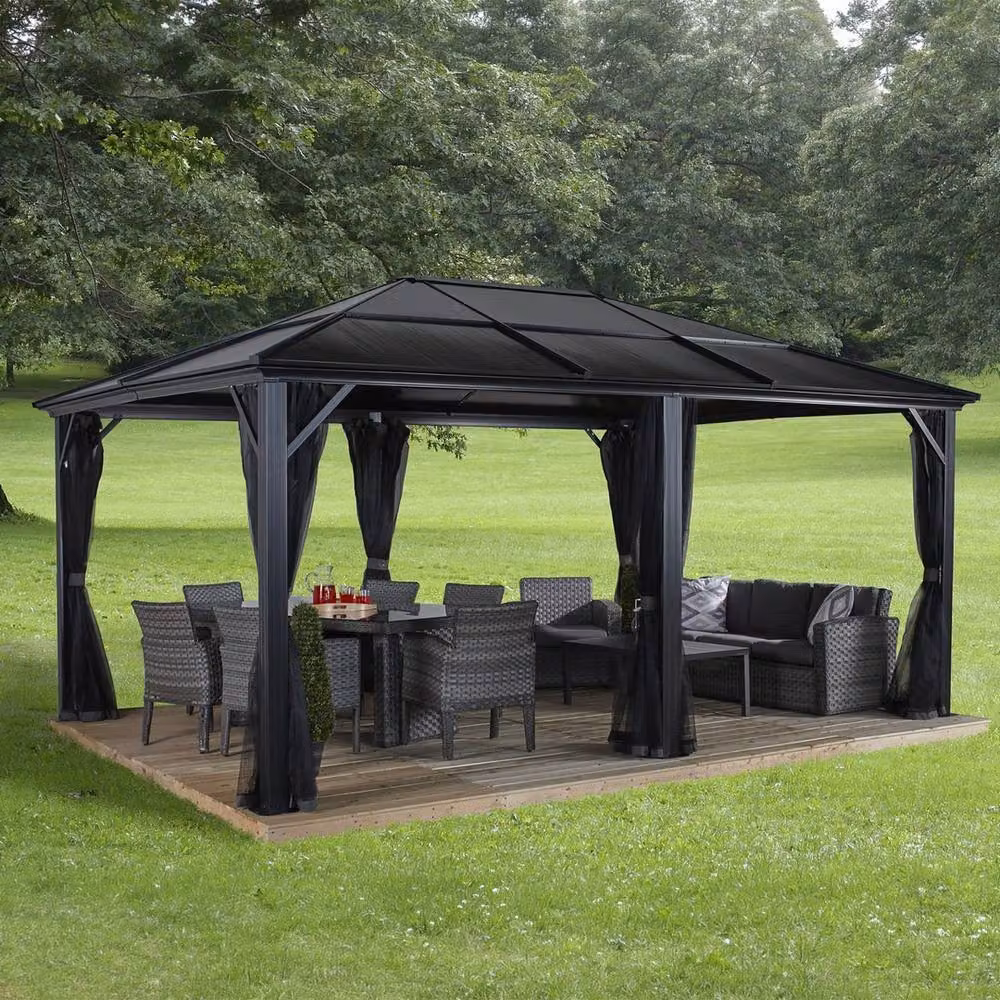 Sojag Meridien Hip Roof Gazebo in Grey, W: 365 cm, D: 485 cm, H: 270 cm – 3