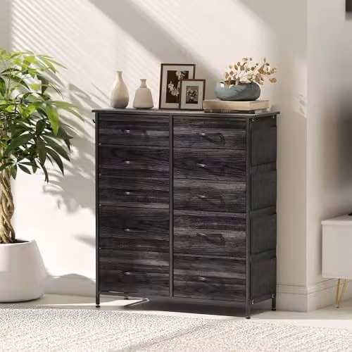 HOMCOM Black Fabric Chest of Drawers with 10 Drawers for your Bedroom – 8
