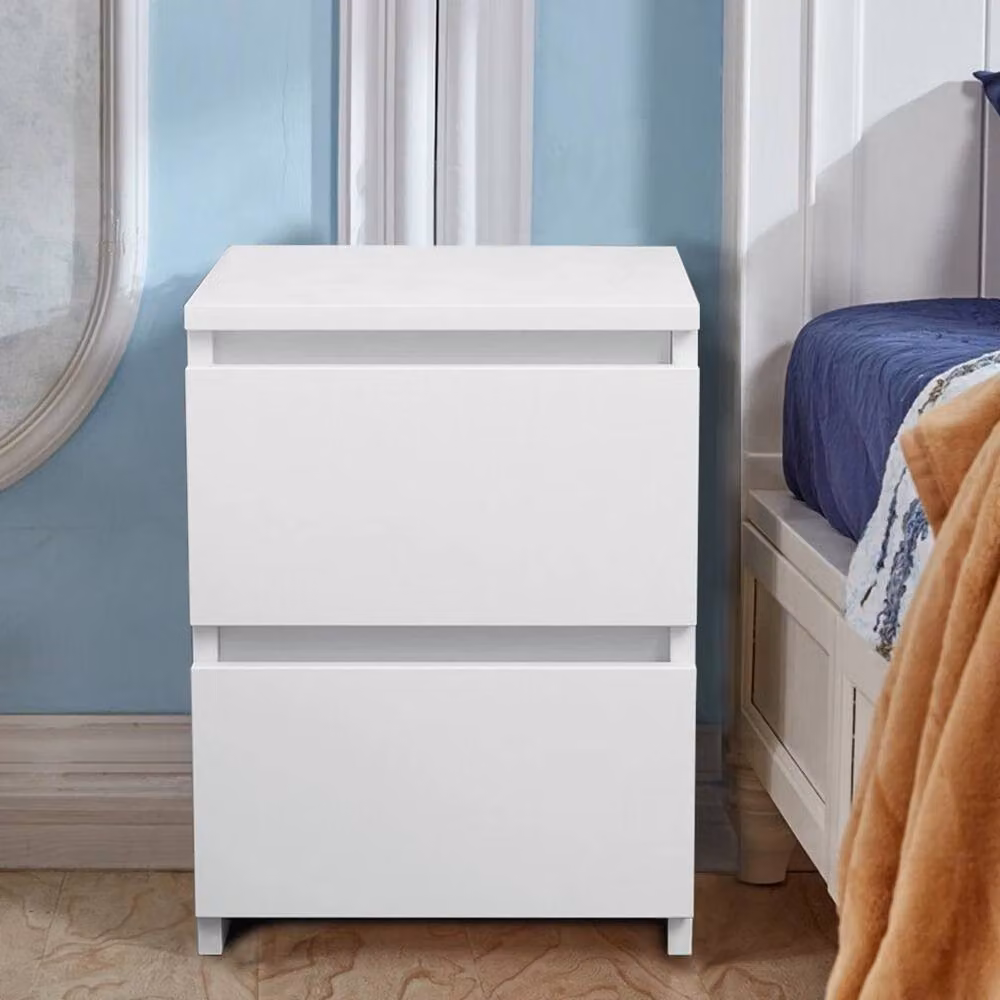 FORGEVIO Modern White 2 Drawer Bedroom Chest of Drawers – 2