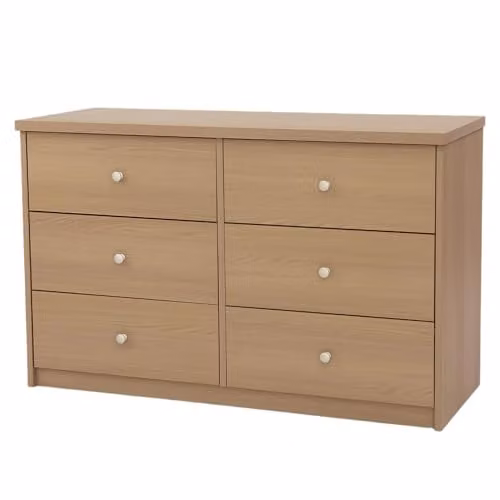 Core Products Freya 6-Drawer Double Chest of Drawers in White with Silver Metal Hardware – 1