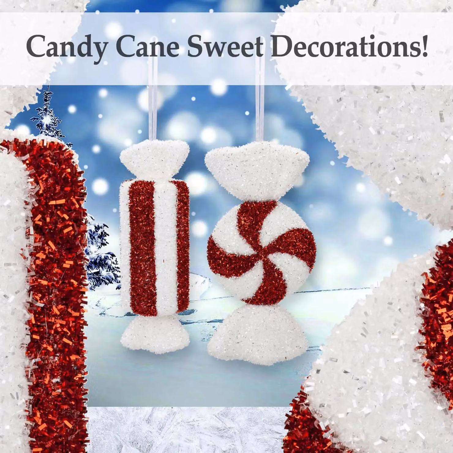 VFM e-Store Candy Cane Hanging Christmas Tree Decorations in Red and White – 3