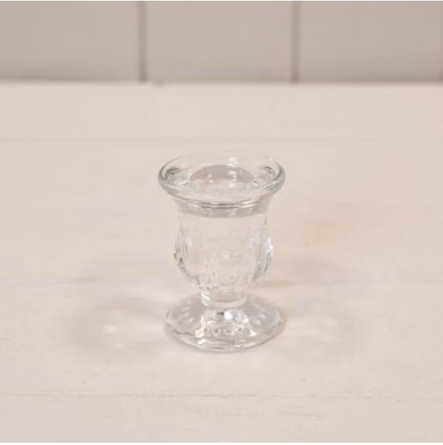 KDMD Clear Petite Glass Taper Candle Stick Holder