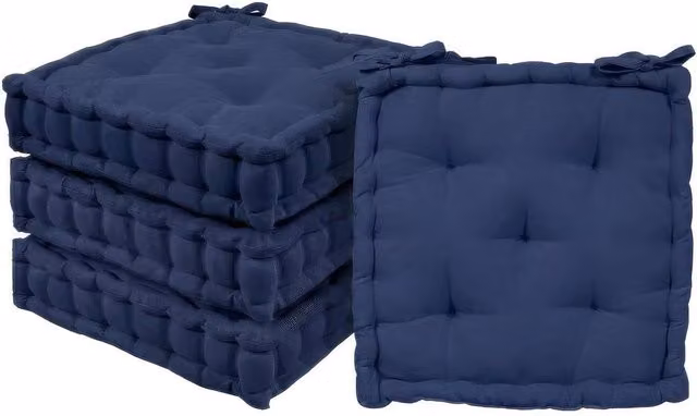 Harbour Housewares Deluxe Square Seat Pads in Blue, Pack of 4, W/D/H: 40 x 40 x 4 cm – 2