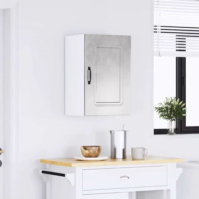 Berkfield Home Kalmar Wall Mounted Kitchen Cabinet in Concrete Grey Matt MDF, W/D/H: 60.0 x 31.0 x 40.0 cm