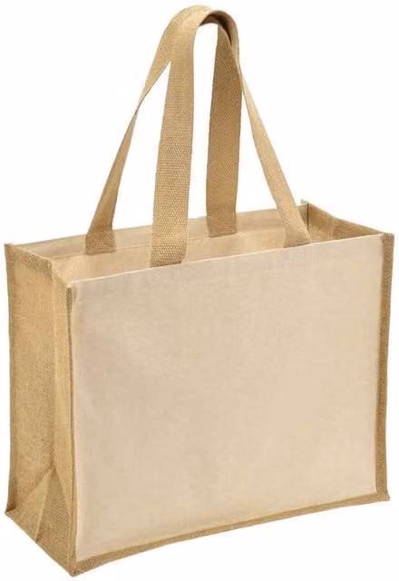 Brand Lab Jute Canvas Shopper in Beige with Handles