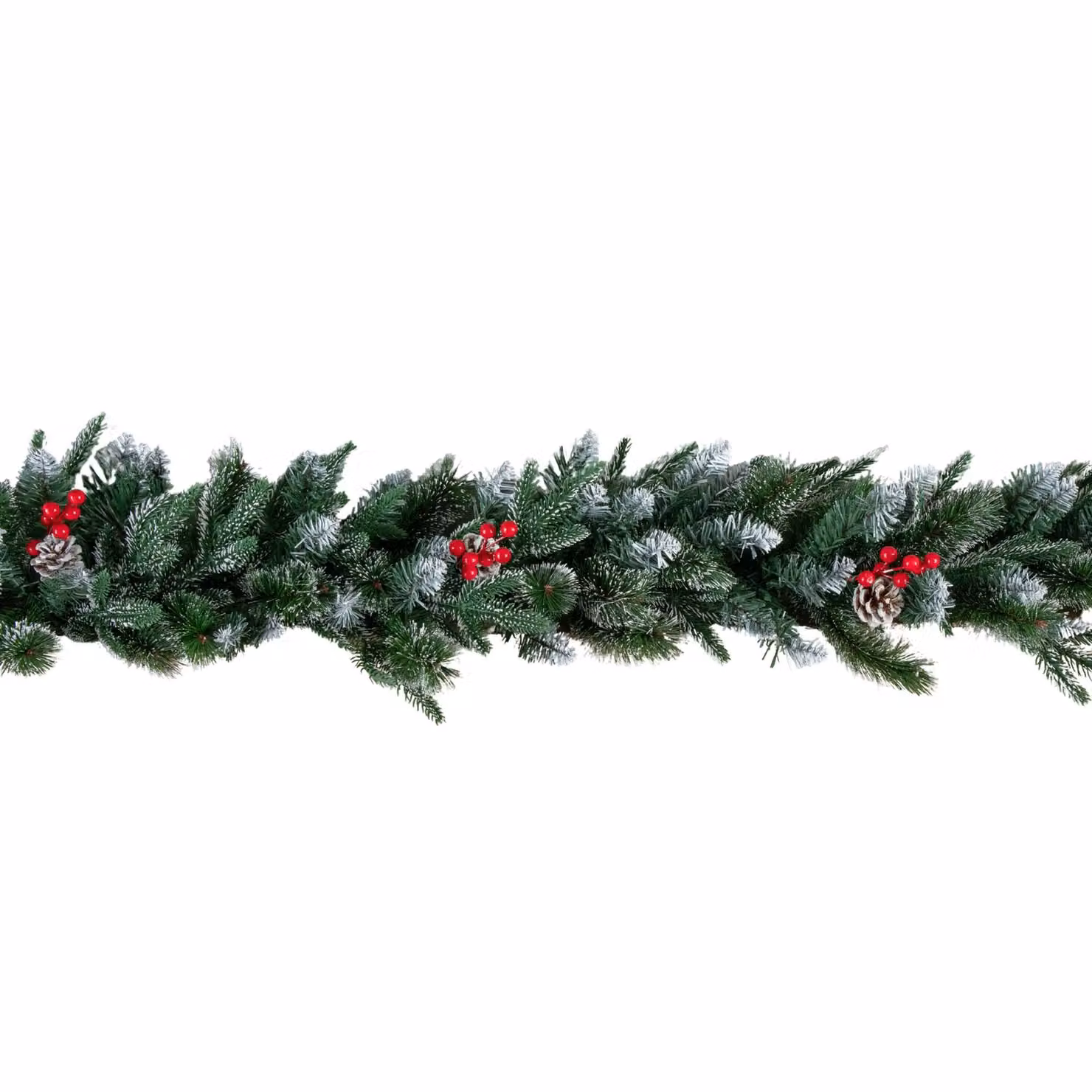 Samuel Alexander New Jersey Christmas Garland with Red Berries, Pinecones and Snow Tipped PVC Branches in Green, 1.8m – 5