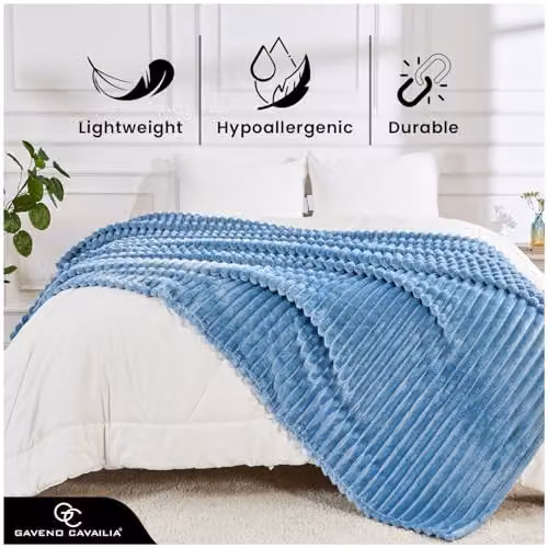 GAVENO CAVAILIA Fluffy Fleece Throw Blanket in Blue, W/D/H: 150 x 200 cm – 2