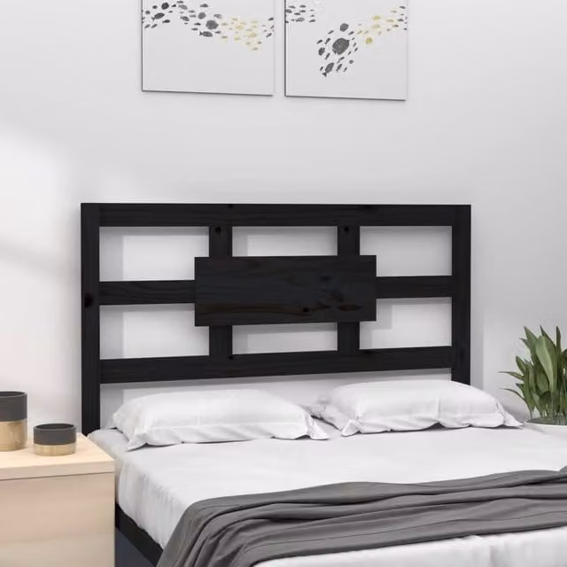Berkfield Home Beautiful Bed Headboard in Black Solid Pine Wood, W/D/H: 95.5 x 4 x 100 cm – 1