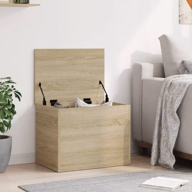 Berkfield Home Sonoma Oak Storage Box in Light Tan, W/D/H: 60 x 42 x 46 cm