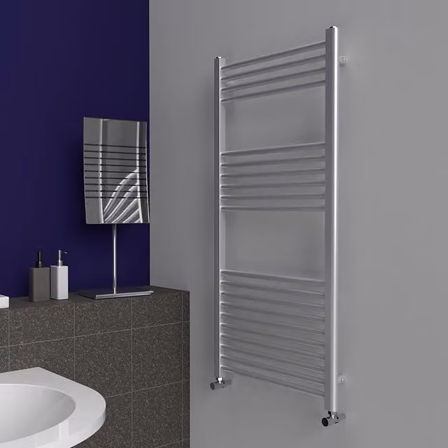 Lux Heat Coloured Steel Towel Radiator in Metallic Silver, W: 60.0 cm, H: 120.0 cm