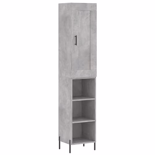 vidaXL Modern Highboard in Grey with Hinged Doors and Internal Shelves, W/D/H: 34.5 x 34 x 180 cm