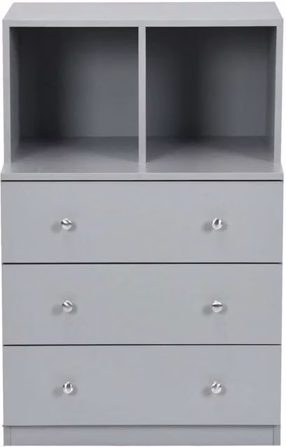 KORVIXA 3-Drawer Chest Grey Storage Cabinet Dresser