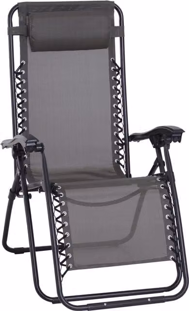 Outsunny Zero Gravity Reclining Chair in Grey with Adjustable Headrest and Armrests – 1