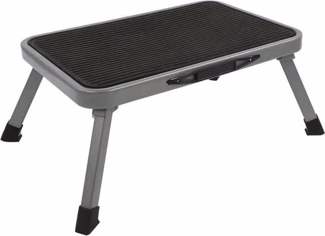 PAWNORA Foldable Single Step Ladder Step Stool in Grey with Rubber Feet – 1
