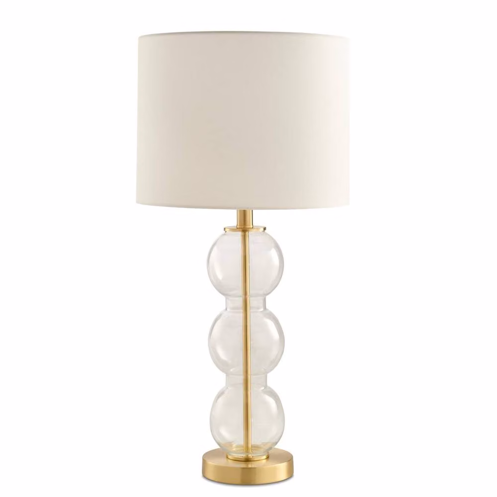 FurnitureboxUK Misha Glass and Brass Bubble Stack Pillar Table Lamp in White and Gold – 3