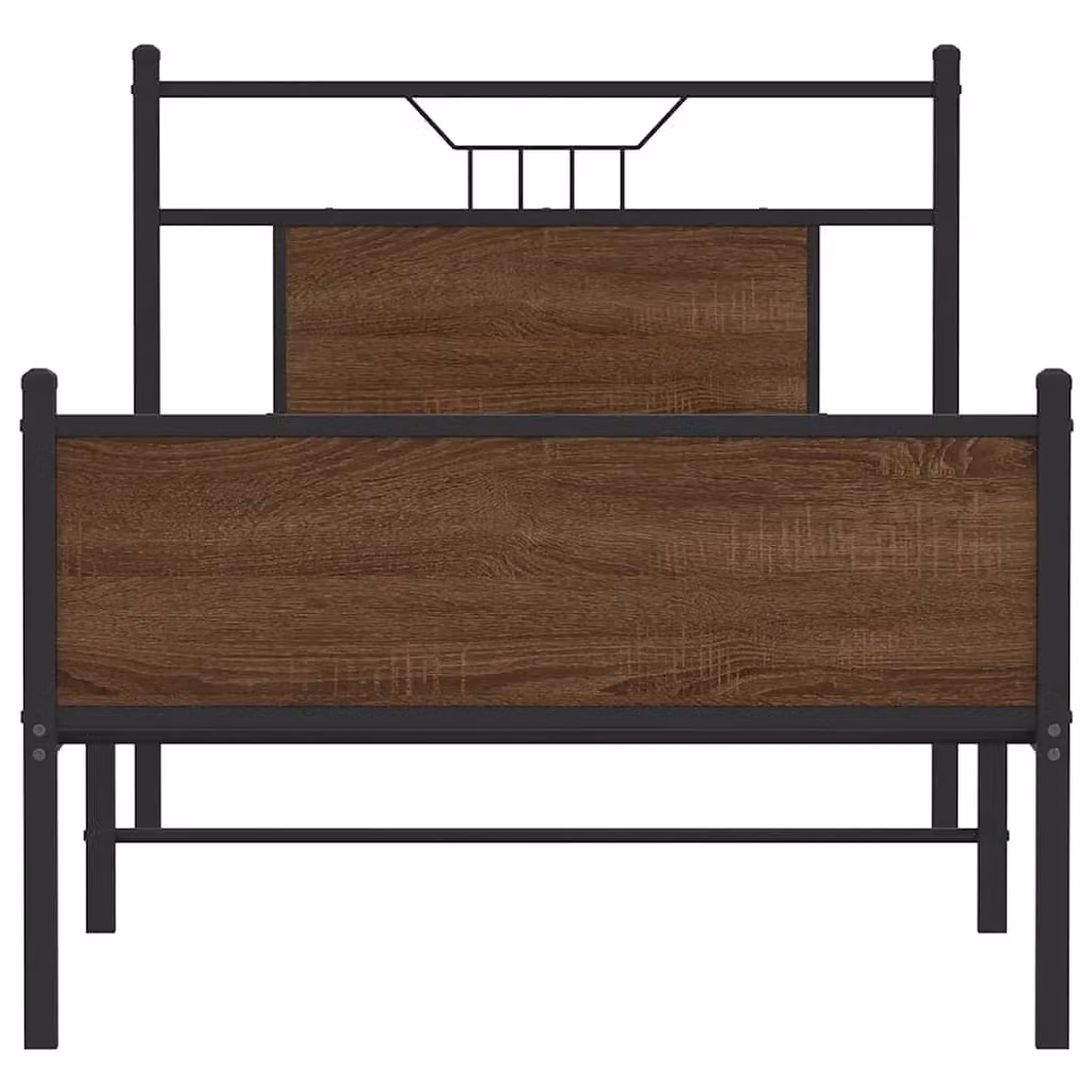 Berkfield Home Small Single Bed Frame in Brown Oak, Engineered Wood, W: 75 cm x L: 190 cm – 3