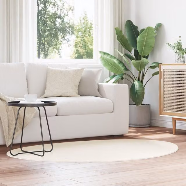 Berkfield Home HUARTE Short Pile Washable Rug in Cream, W: 100 cm x L: 200 cm – 1