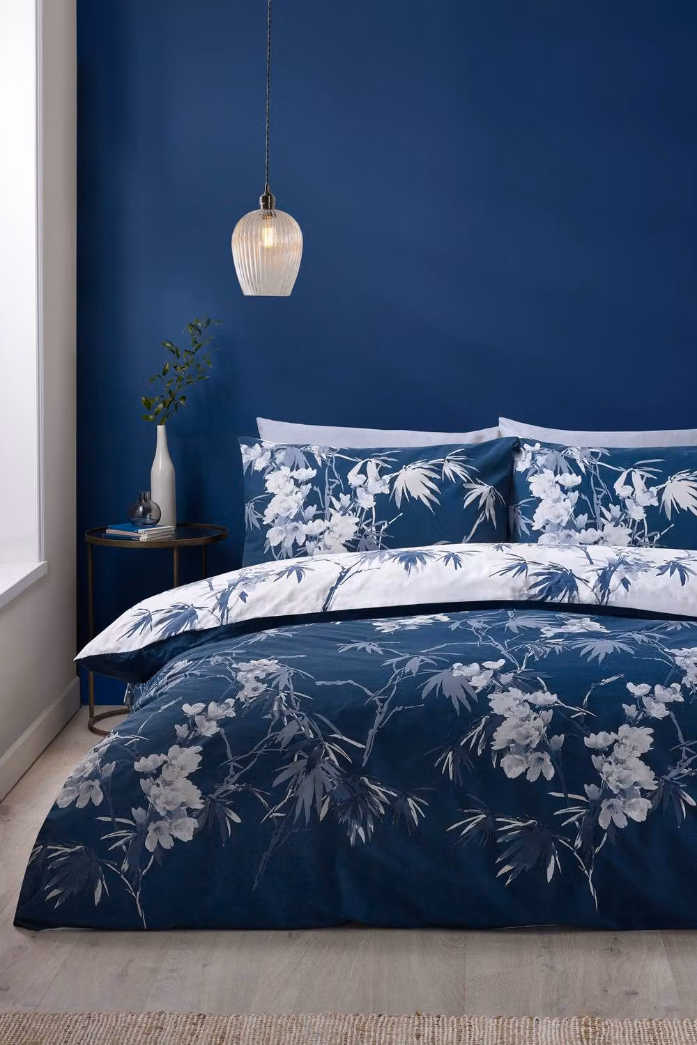 Catherine Lansfield Kyoto Floral Reversible Single Duvet Cover and Pillowcase Set, Blue, W/D/H: 135 x 200 cm and 50 x 75 cm – 4