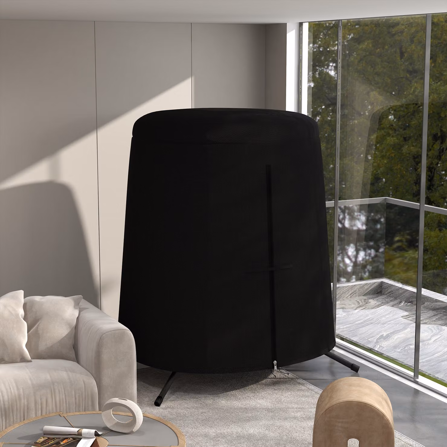 Outsunny Grey Waterproof and Dustproof Hanging Egg Chair Protective Cover with Zipper – 6