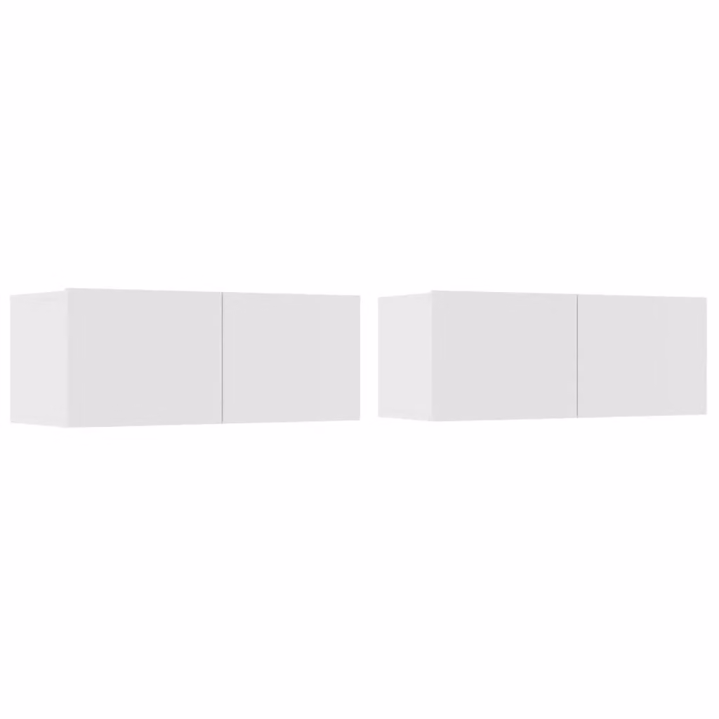 Berkfield Home Set of 2 White Matt TV Cabinets in Engineered Wood W/D/H: 80 x 30 x 30 cm – 2