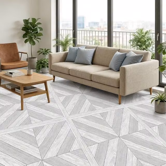 Ventryn 12 Pack Grey Self Adhesive Textured Vinyl Floor Tiles, 45.72 cm – 1