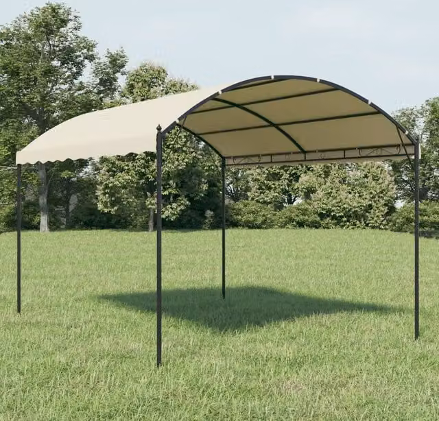Berkfield Home Curved Gazebo in Beige with Steel and Polyester Fabric, W/D/H: 300 x 300 x 260 cm