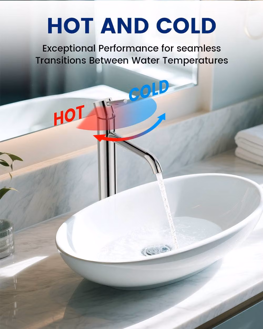 Dayone Sleek High Rise Single Lever Basin Tap in Chrome with Pop Up Waste – 4