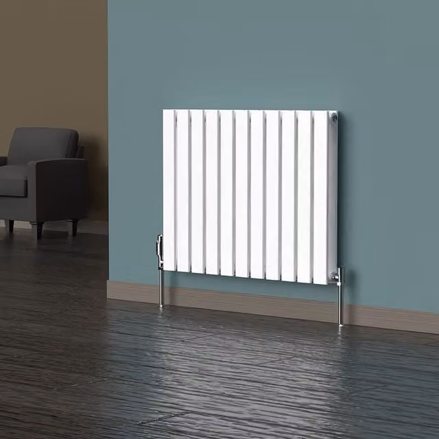 Lux Heat Flat White Horizontal Wall Mounted Radiator, White, W: 77 cm, H: 60 cm
