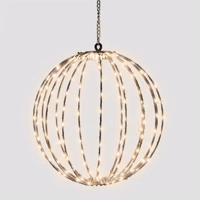 Xmas Haus Modern LED Black Plastic Ball with Warm White Light, Diameter: 30 cm