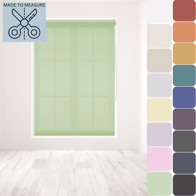 Caecus Made to Measure Straight Edge Textile Roller Blind in Green, Width: 10 - 180 cm