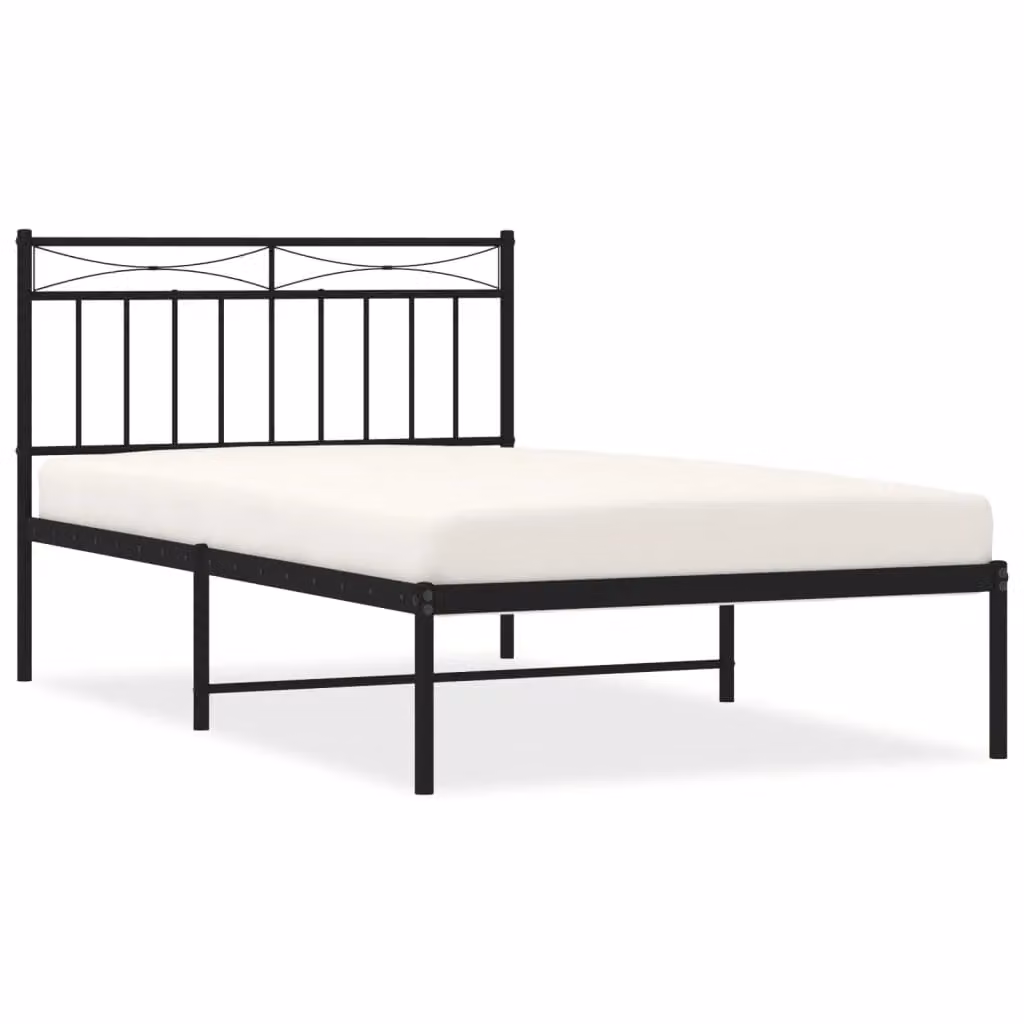 Berkfield Home Metal Bed Frame with Headboard, Black, W/D/H: 100 x 200 cm – 2