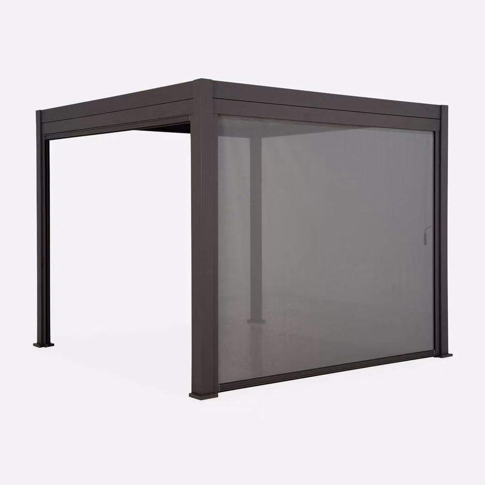 sweeek Aluminium Louvered Pergola with 4m Blind in Dark Grey, W: 400 cm, D: 301 cm, H: 257 cm – 3
