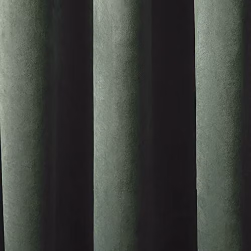 Laurence Llewelyn-Bowen Montrose Collection Velvet Blackout Eyelet Curtains, Green, 2 Panels, W: 117 cm, H: 137 cm – 2