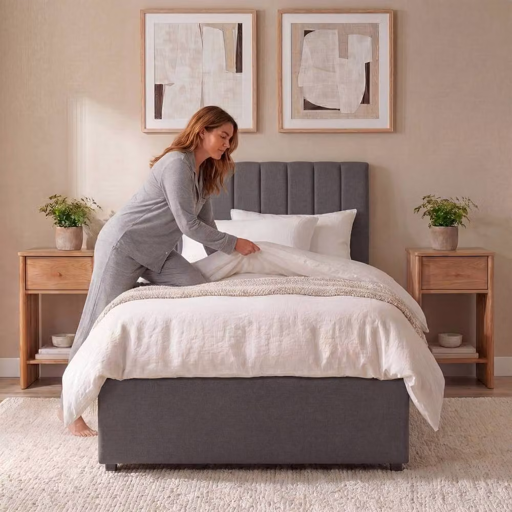 Vida Designs Vellaro Ottoman Storage Bed Frame in Grey Linen Fabric, King Size (W: 180 cm, L: 200 cm) – 8