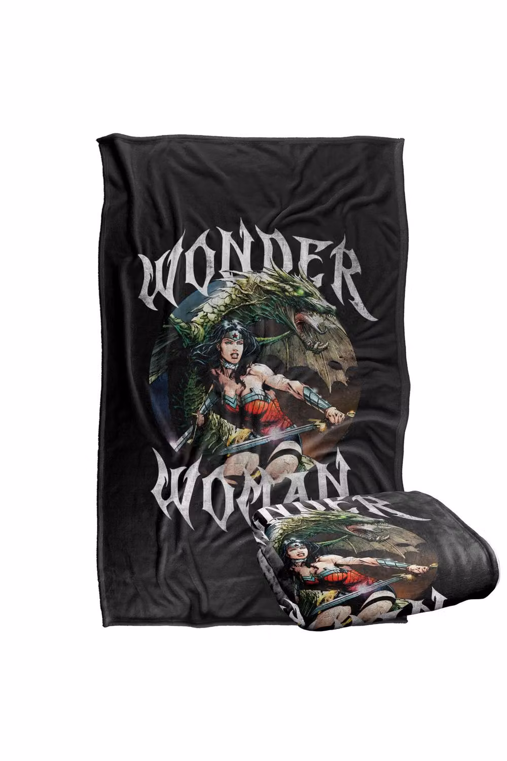 LOGOVISION Justice League Wonder Woman Dragon Cover Silky Touch Super Soft Fleece Throw Blanket, Multicolour, W: 152 cm, D: 127 cm – 6