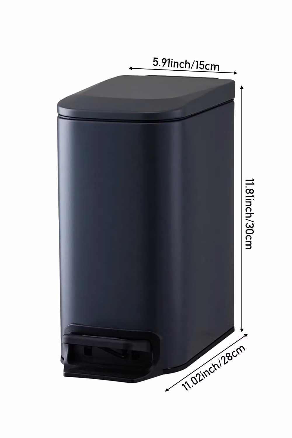 Living and Home 6L Stainless Steel Trash Bin with Soft-Close Foot Pedal and Removable Inner Bucket, Black – 5