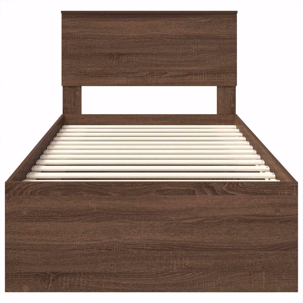 Berkfield Home Modern Bed Frame with Headboard in Brown Oak, W: 75 cm, L: 190 cm – 3