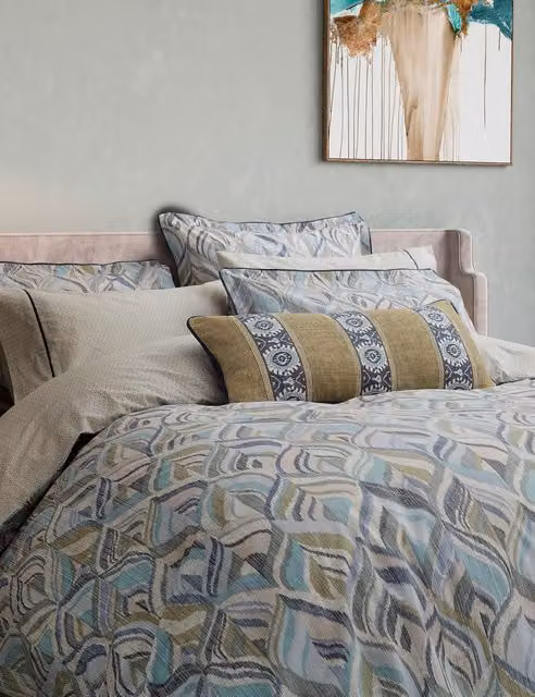 Bedeck of Belfast Rayanne 2 Pack Striped Pure Cotton Pillowcases in Petrol Teal Mix