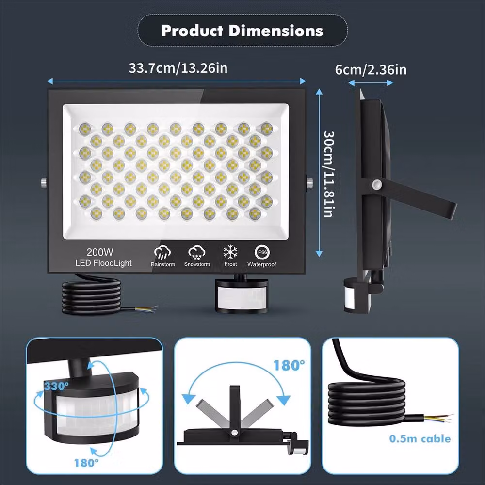 SPETLEK 200W LED Outdoor Garden Flood Light with Remote Control, Black – 2