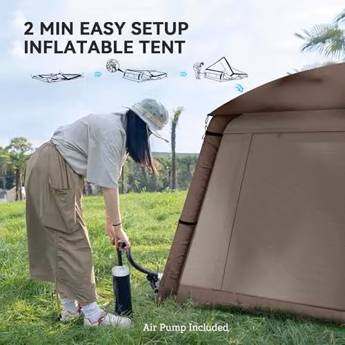 Outsunny Inflatable Camping Tent with Hand Pump, Beige – 3