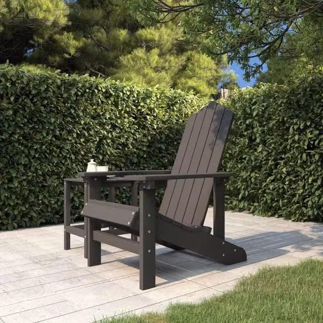Berkfield Home Garden Adirondack Chair in Anthracite Black HDPE Composite