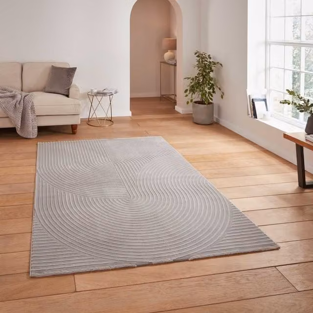 Terrys Modern Abstract Grey Rectangular Polyester Rug W: 160 cm, L: 230 cm