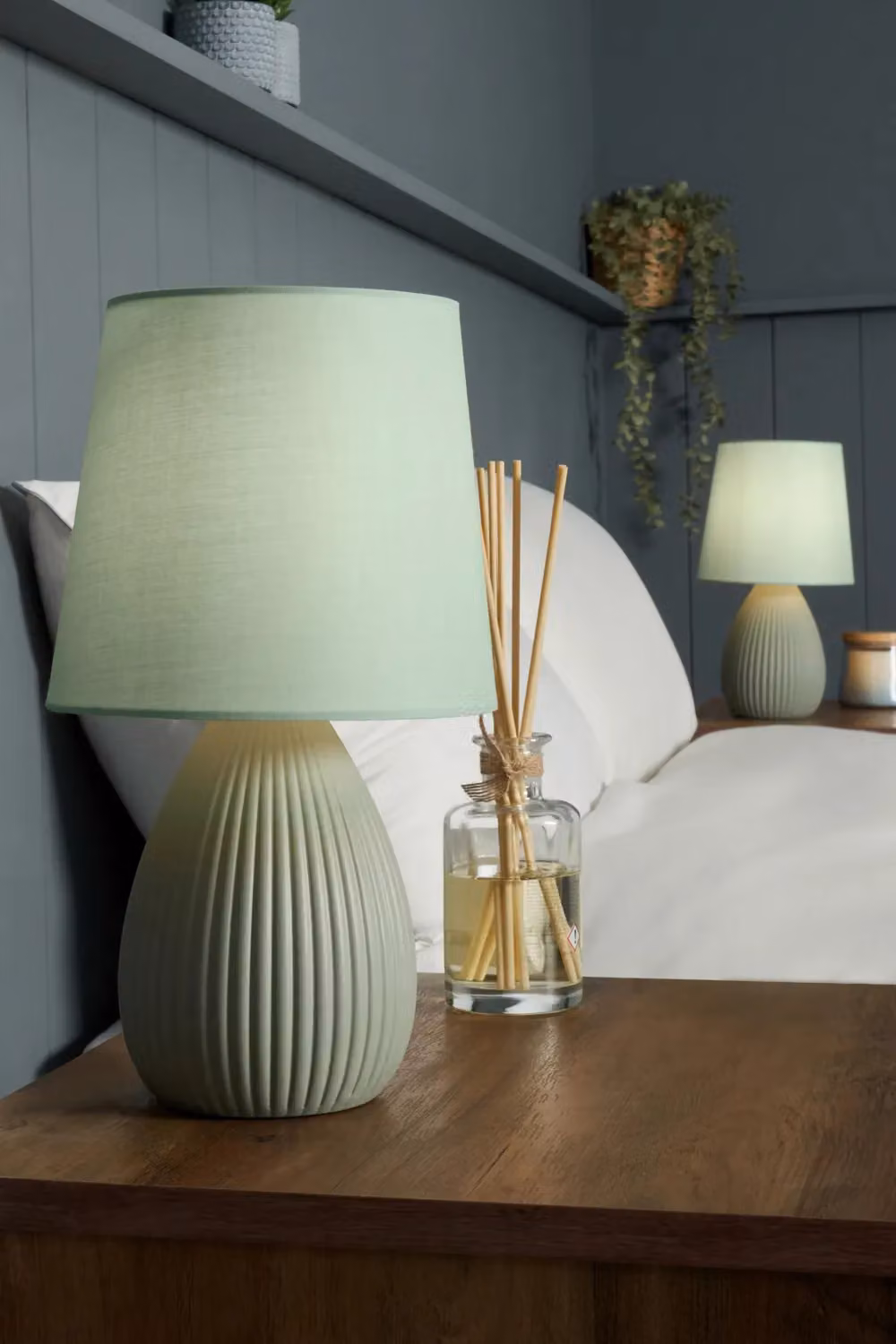 BHS Lighting Freya 2 Pack Green Ceramic Table Lamps – 2