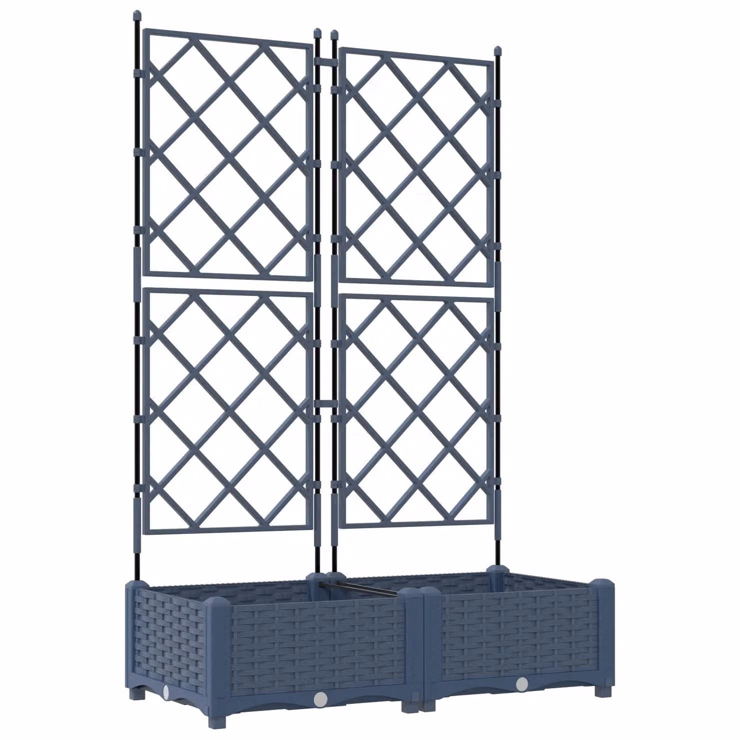 Berkfield Home Garden Planter with Trellis, 2 Piece Set, Grey, W: 80 cm, D: 40 cm, H: 125.5 cm – 2