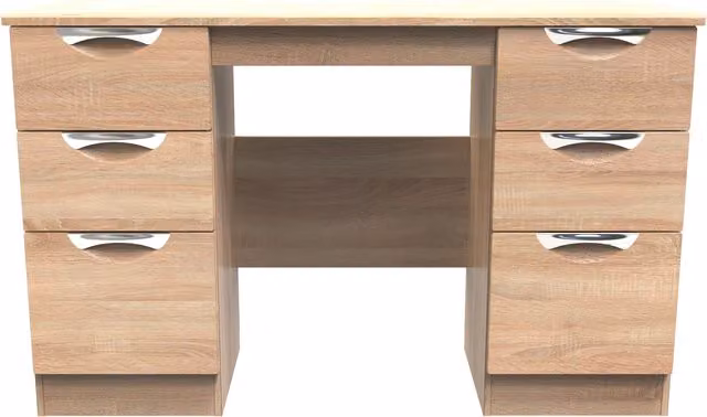 2 U Holborn Ready Assembled 6 Drawer Kneehole Desk in Light Oak